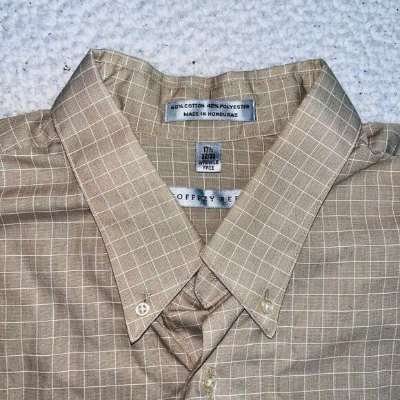 Geoffrey Beene | Long Sleeve Button Down Shirt | Tan | 17.5 32/33 - Picture 3 of 6